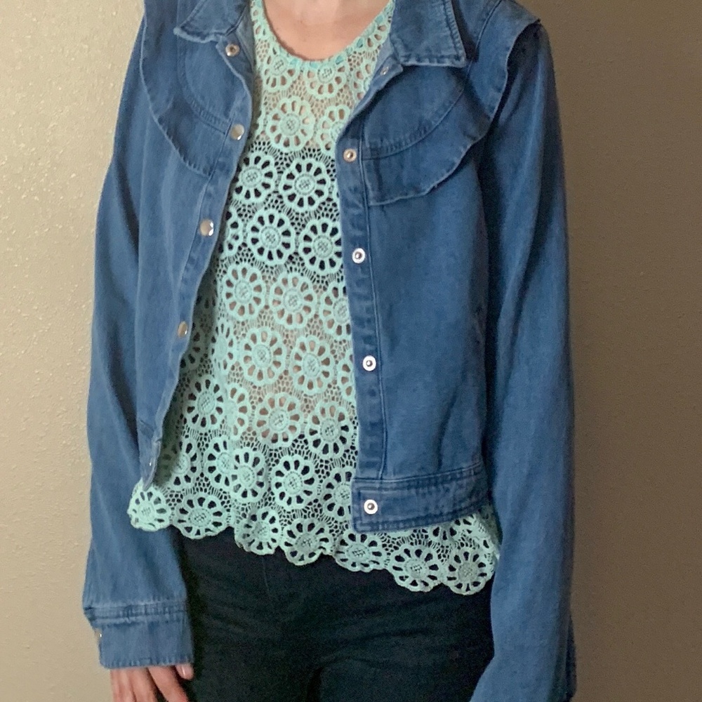 Ruffle Jean Jacket